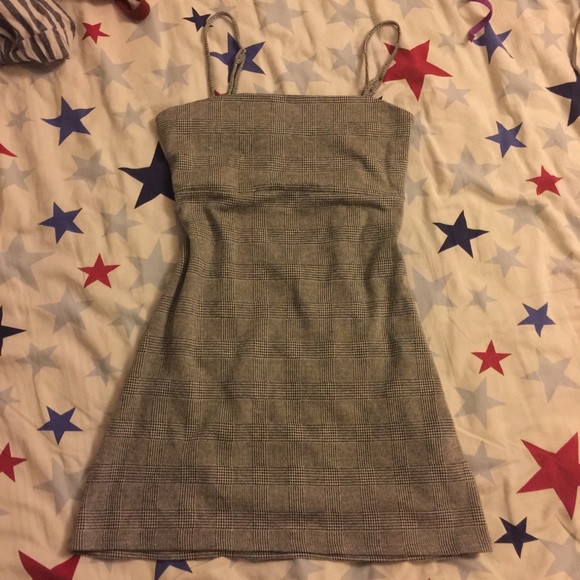 Grey Plaid Mini Dress - Picture 2 of 2